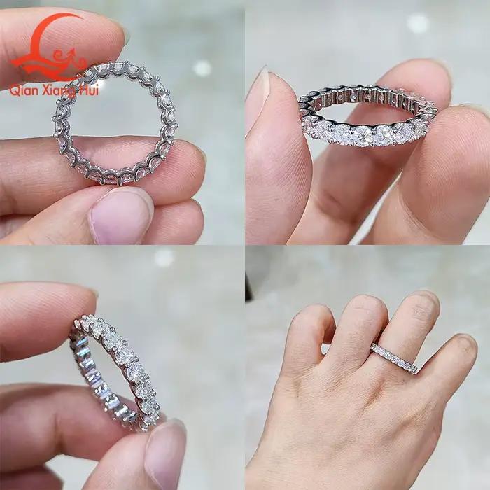 Bague éternelle ronde en moissanite D VVS de 3 mm ou 2 mm