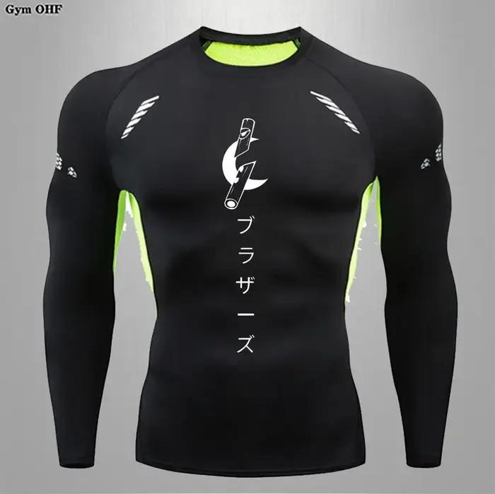 T-shirt fitness anime homme manches longues rashguard - Compression séchage rapide boxe