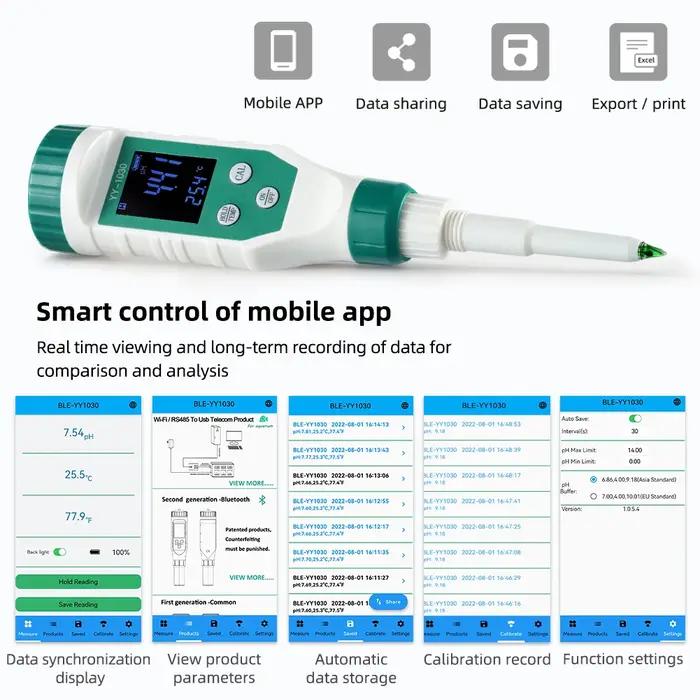 Ph-mètre alimentaire numérique Bluetooth 0.00 ~ 14.00, capteur de haute précision, testeur intellige