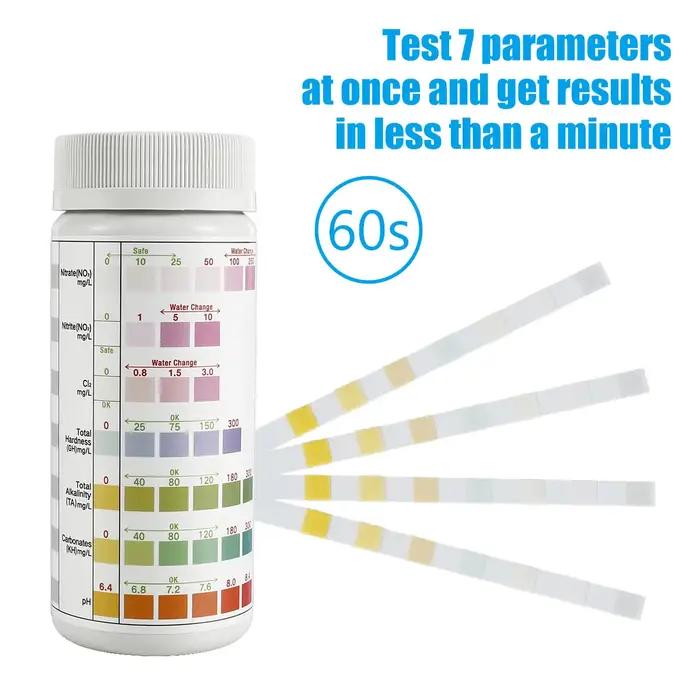 100 pièces bandelettes de Test d'aquarium bande de Test de qualité de l'eau 7/in1 Kit de Test d'aqua