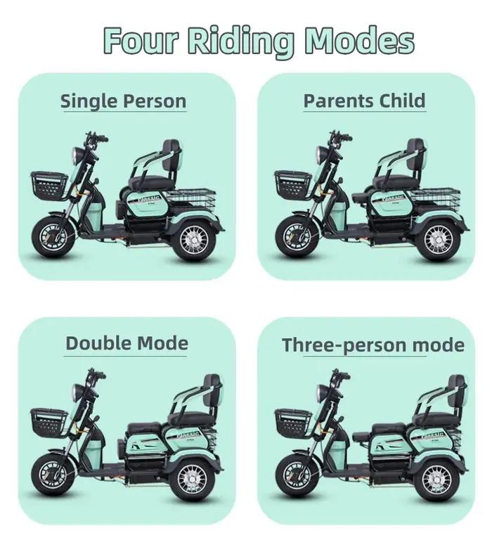 Tricycle électrique à 3 roues pour 2 femmes