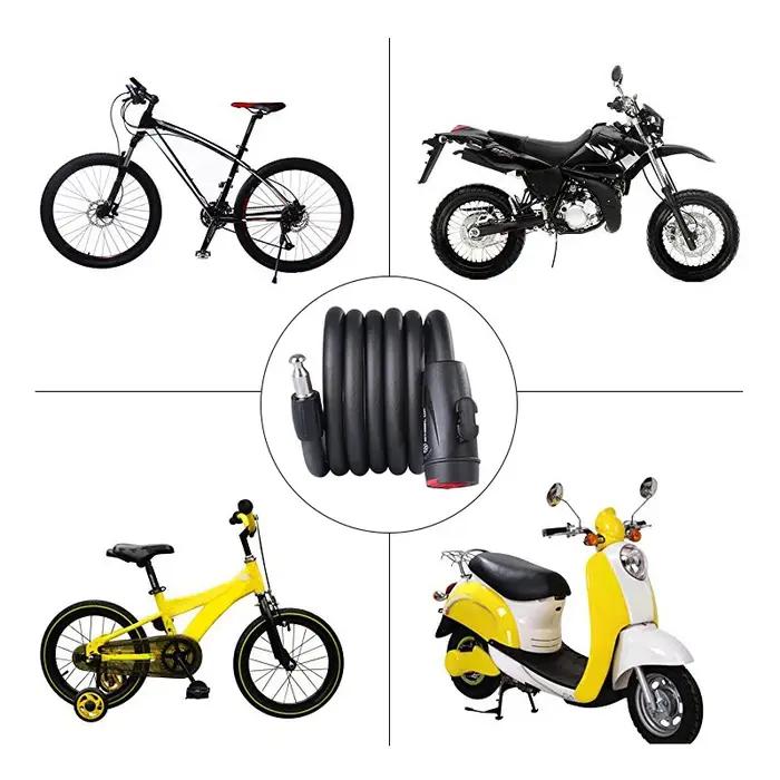 Serrure Wirerope antivol acier inoxydable longueur 1.2m 1.8m pour VTT moto de route accessoire vélo portable sécurité vélo occasionnels