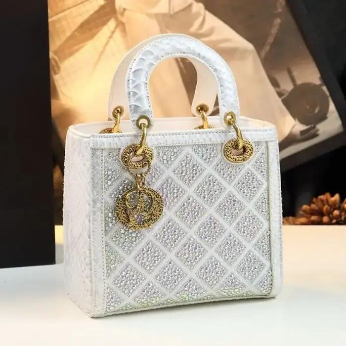 Petit sac à main entièrement en strass, sac à bandoulière de luxe en cuir véritable pour femmes, sac