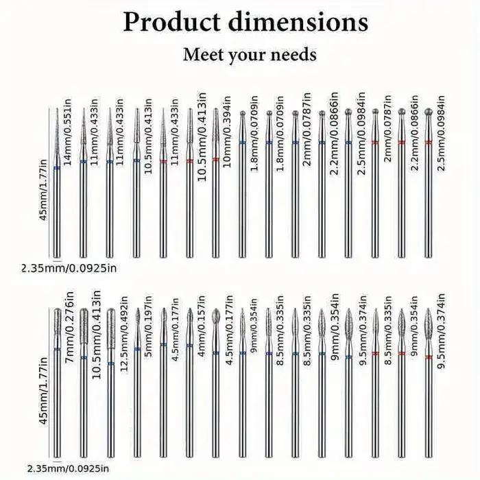30 pièces/boîte diamant foret à ongles rotatif fraises électriques pour pédicure manucure fichiers c