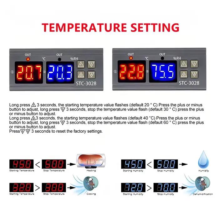 Double Thermostat numérique, contrôle de la température et de l'humidité, thermomètre et hygromètre,