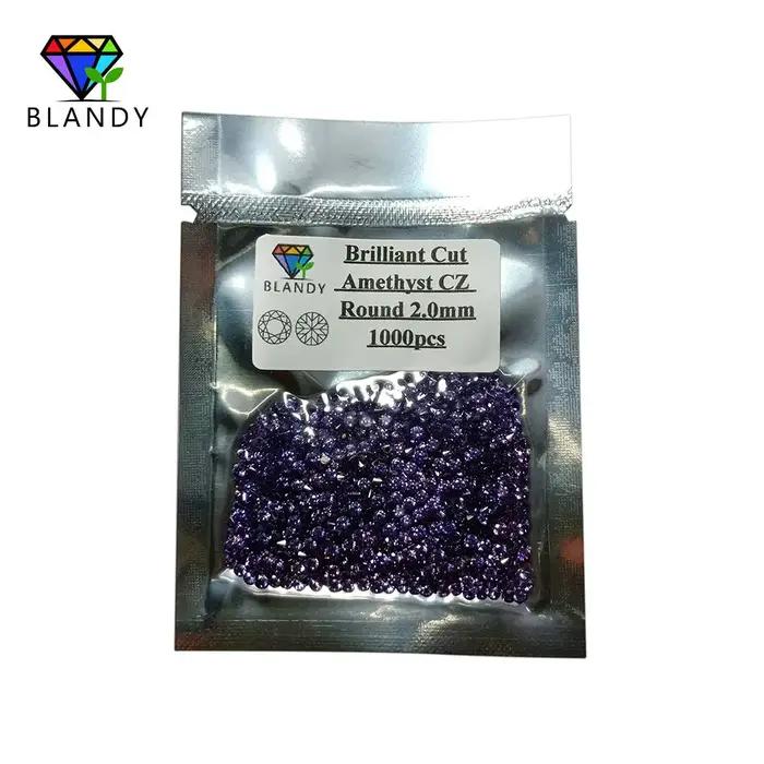 1000 pcs/Lot 0.8 ~ 3.0mm 5A qualité diverses couleurs en vrac CZ pierre ronde brillant coupe cubique