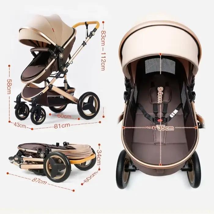 Poussette bébé nouveau-né 3 en 1 avec siège auto poussette bébé haute vue avec fonction assise et co