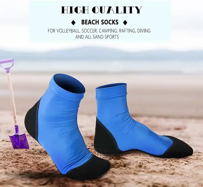 Chaussettes à ailerons en néoprène pour sable et plage, dessus fin en polyester, semelles en néoprène, protection solaire, pour volley-ball, football et activités plage