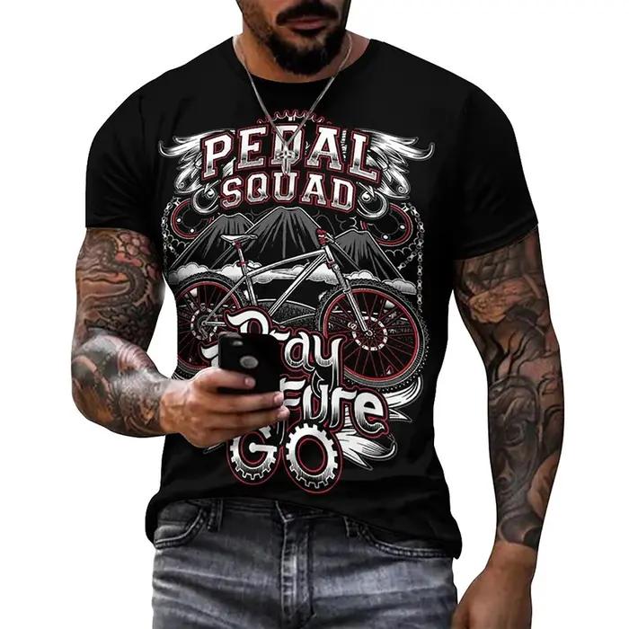 T-shirt graphique de vélo vintage pour hommes et femmes, vêtements College en 3D, haut de sport de gym, streetwear à manches courtes