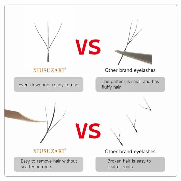XIUSUZAKI 3D W trois cœurs Triple conseils cils W forme Extensions de cils Blister naturel préfabriq