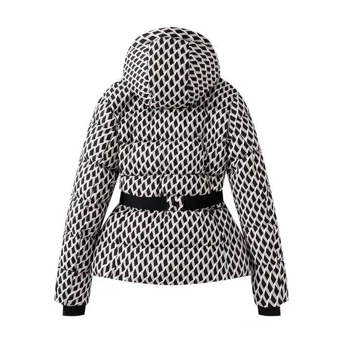 Manteaux Parkas de Sport rembourrés à capuche pour femmes, taille haute, avec ceinture, élégants, ép