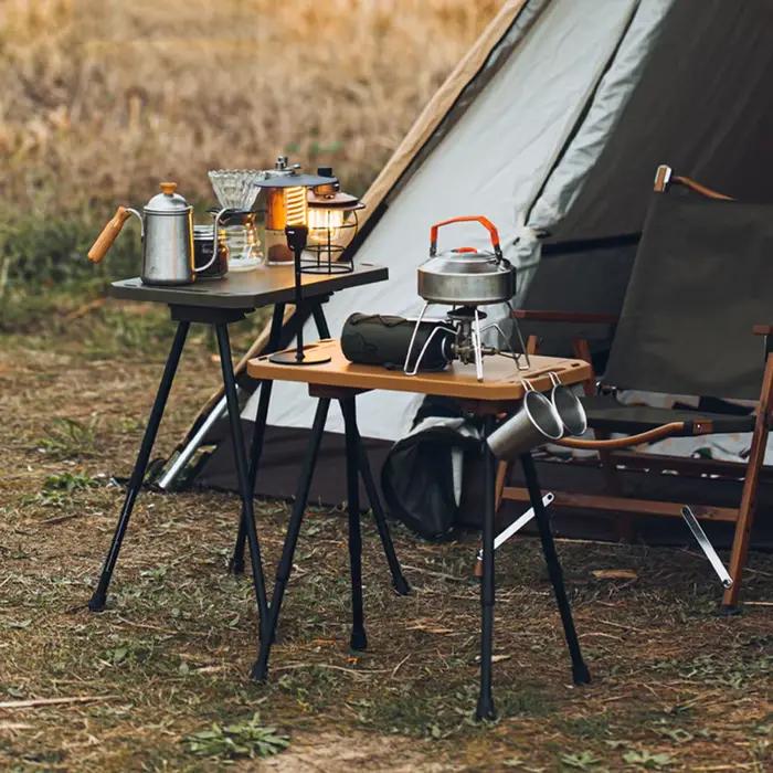 Table pliante pour Camping, hauteur réglable, Portable, légère, avec sac de transport, ustensiles de