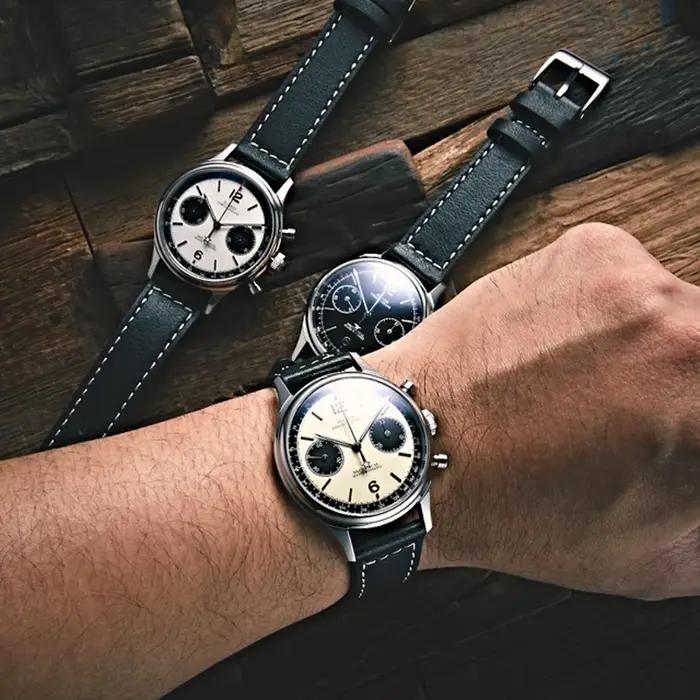 Sugess-Montre Pilote pour Homme, Chronographe Mécanique, Montre-Bracelet, Air Force, Saphir, Étanche