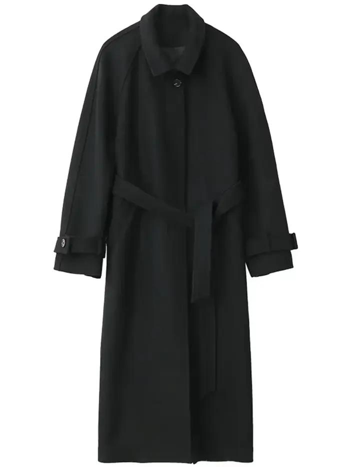 CHIC VEN-Long manteau trench pour femme, manteau en laine à lacets, pardessus à manches Leurs lan, c