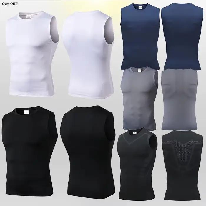Hommes séchage rapide course T-Shirts Compression gilet sans manches séchage rapide Jersey chemise d