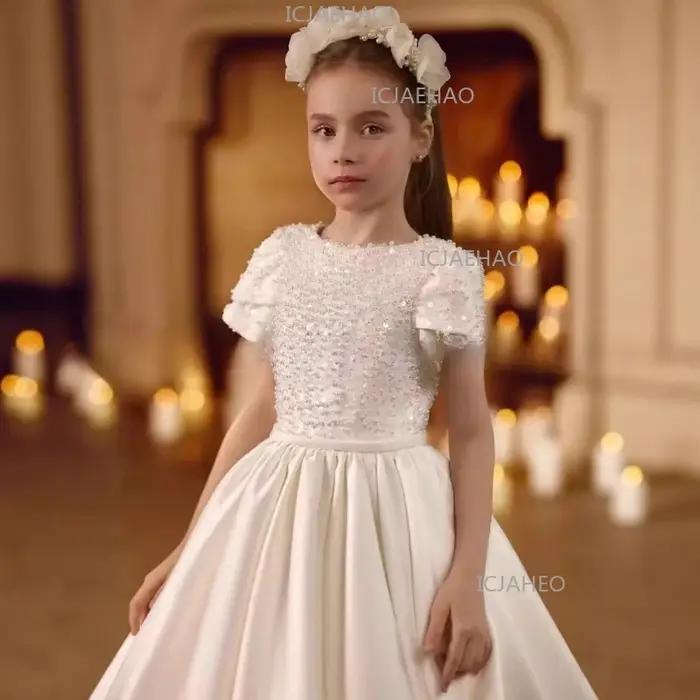 Robe de princesse élégante pour enfants 2026, style traîne, pour spectacle, demoiselle d'honneur, dé