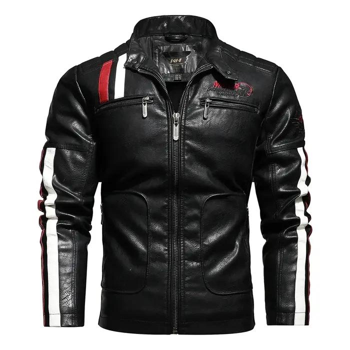 Veste de moto Vintage pour hommes, nouvelle veste de motard en cuir, manteau bombardier brodé, parde
