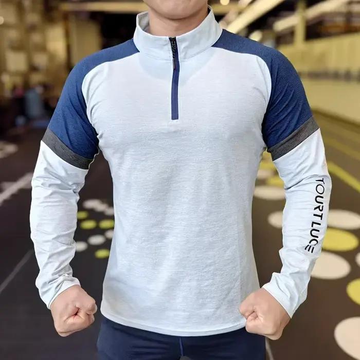 T-Shirt de course à Compression pour hommes, sweat-shirt élastique respirant, manches longues, hauts