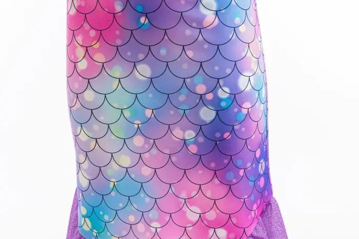 Robes de princesse sirène violettes pour filles, imprimé à motifs de poisson, Costume queue de poiss