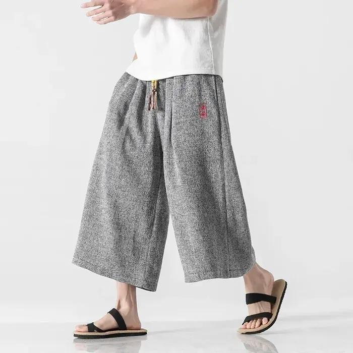 Pantalon Kimono de Style japonais pour hommes, pantalon de bain, samouraï japonais Harajuku, short a