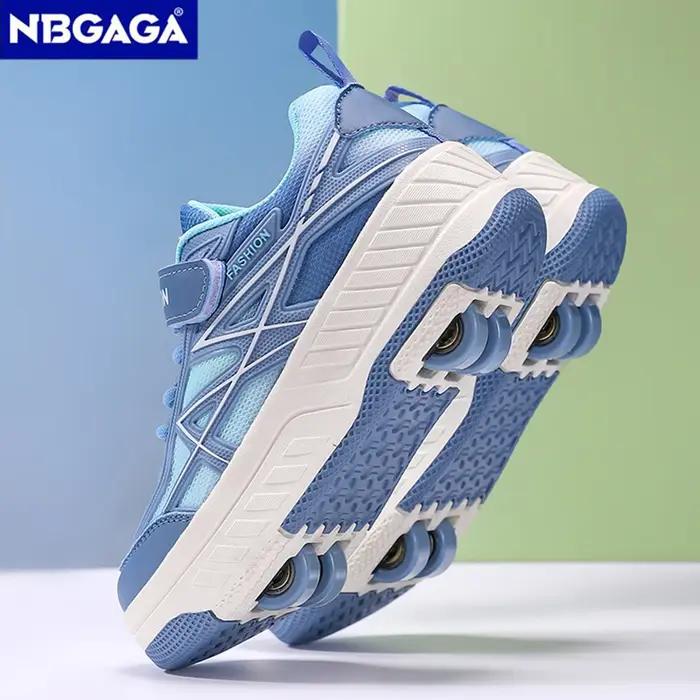Chaussures de roller avec roulettes amovibles à quatre roues pour enfants, garçons et filles, basket